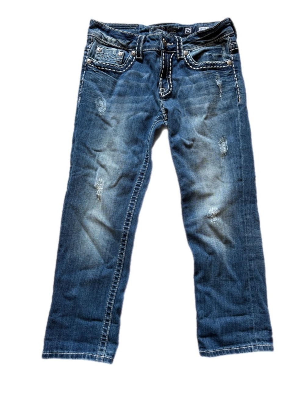 Miss Me Woman’s size 25 distressed boyfriend cropped jeans